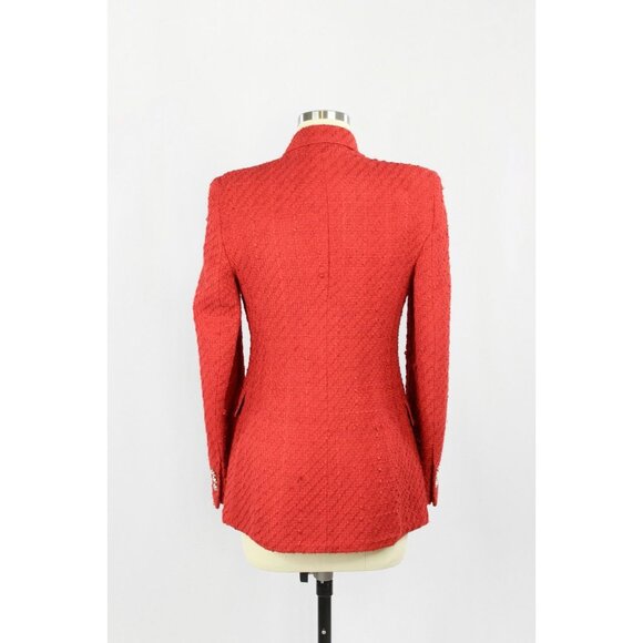 ZARA Red Boucle Tweed Double Breasted Kate Middleton Blazer Suit Jacket, Size XS - Picture 3 of 16
